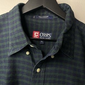 Ralph Lauren Chaps Men’s XL Green Plaid Long Sleeve Button Down Flannel Shirt